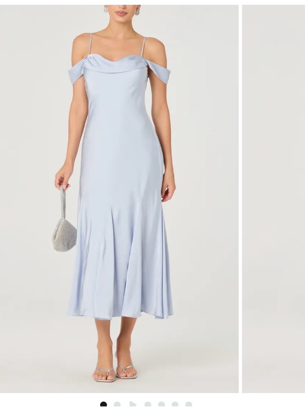 Astr Off-Shoulder Midi Dress in Pale Blue
